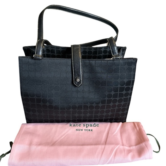 KATE SPADE BLACK CANVAS VINTAGE Y2K TOTE EUC - Picture 2 of 7